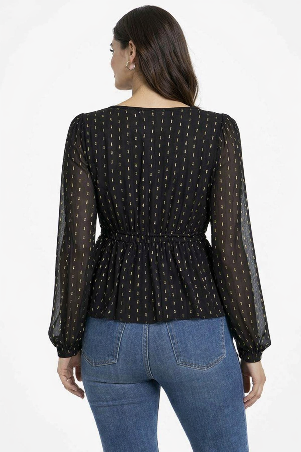 Women Black Tie-Up Peplum Top