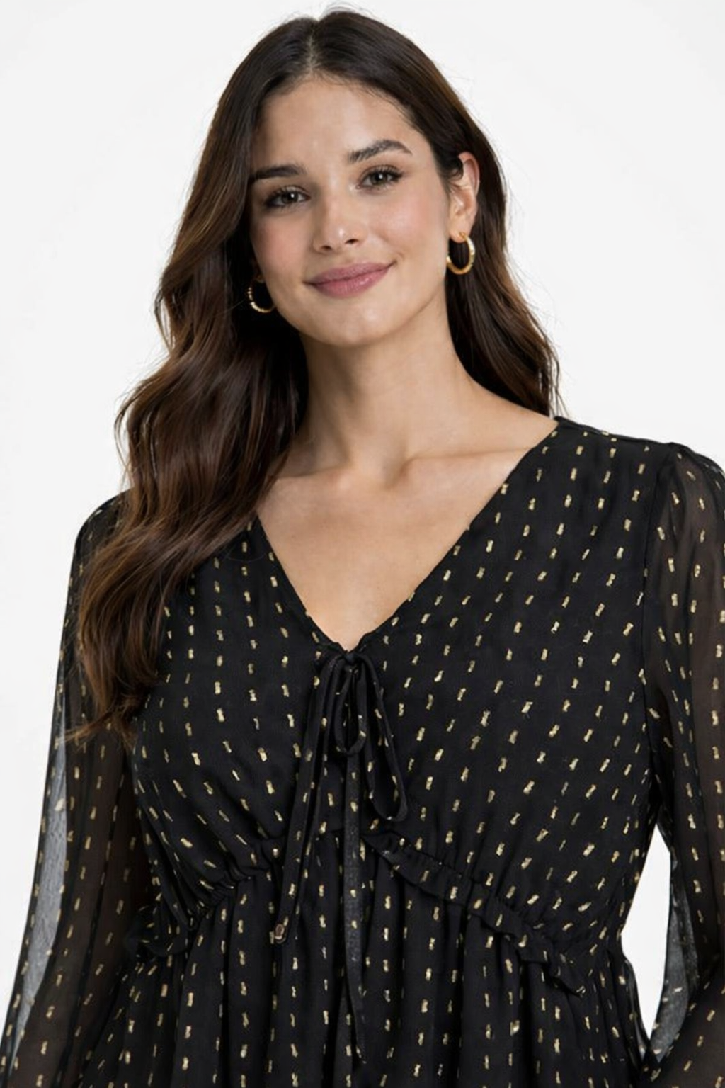 Women Black Tie-Up Peplum Top