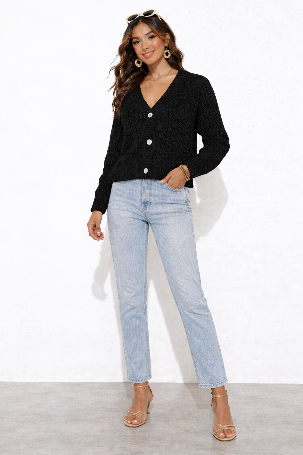 Women Black Knit Cardigan