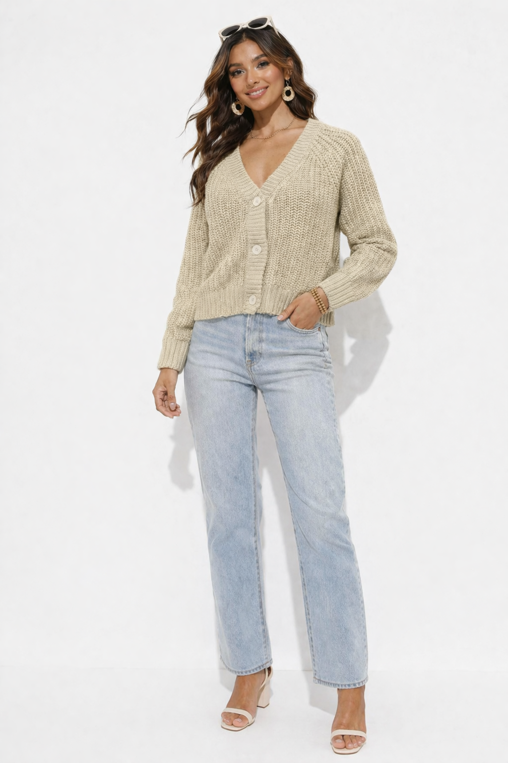 Women Brown Knit Cardigan