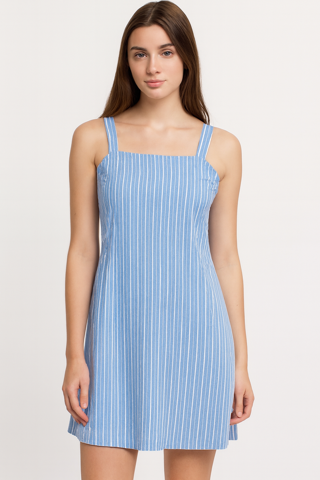Women Blue Striped Sleeveless Dress