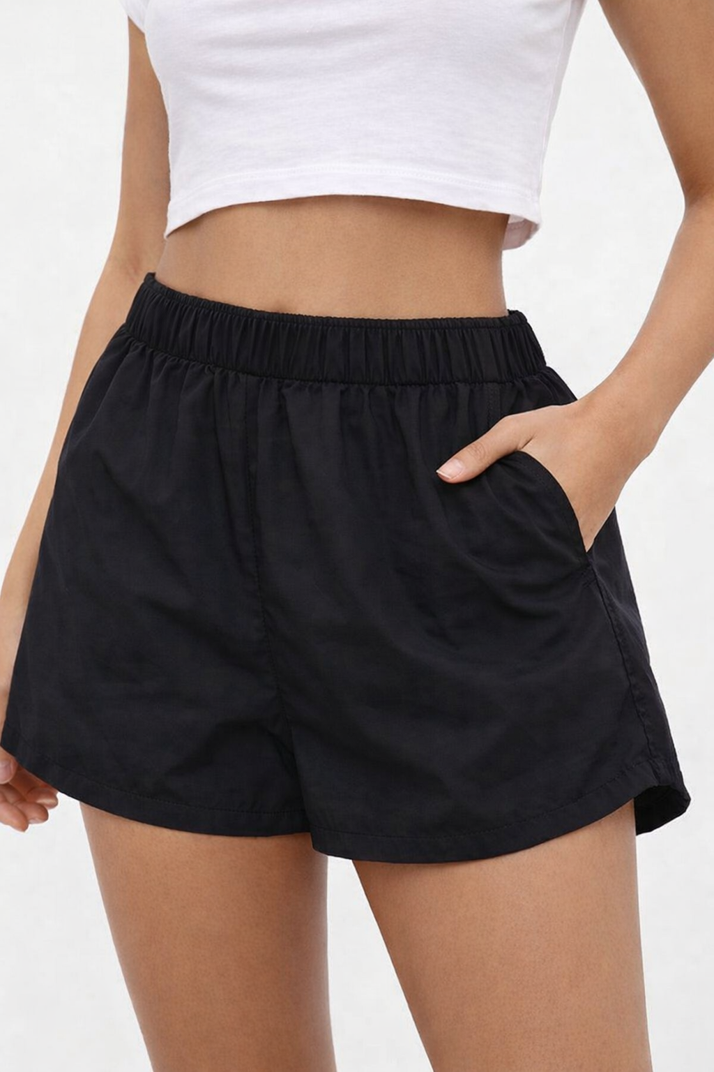Women Black Casual Summer Shorts