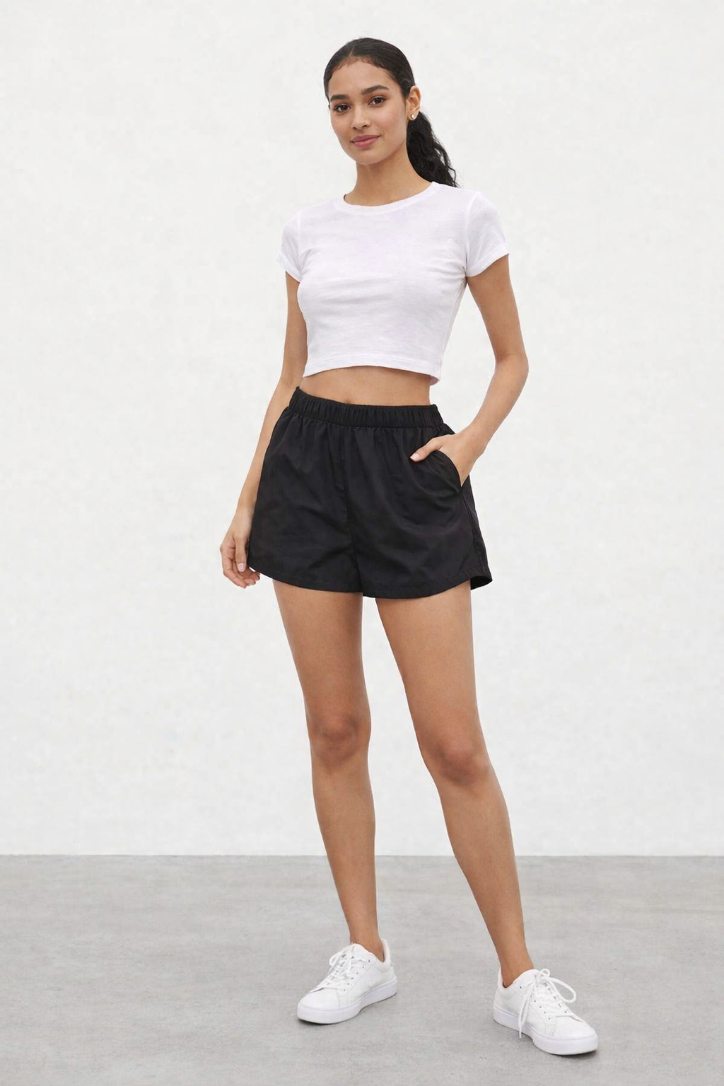 Women Black Casual Summer Shorts