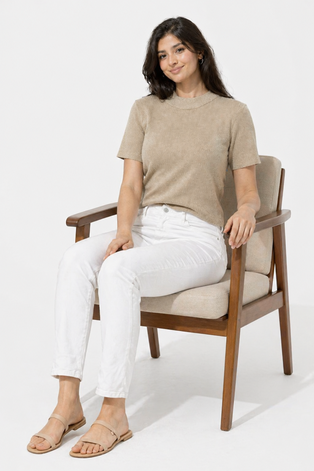 Women Gold Crew Neck Top