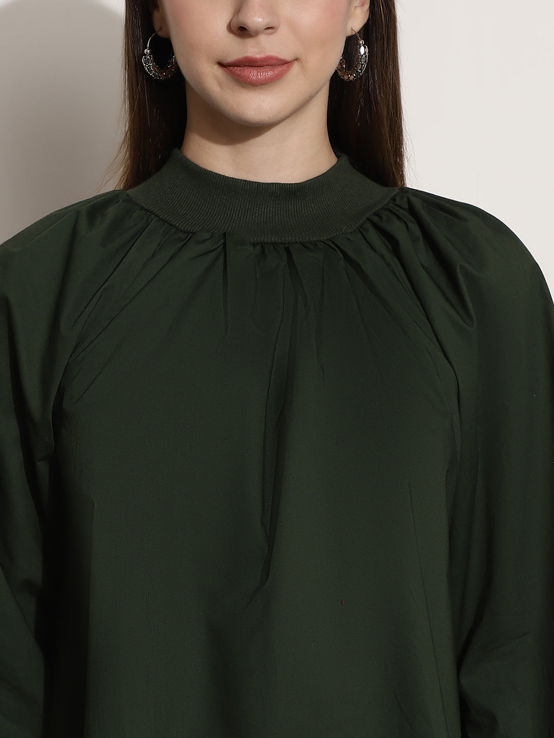 Women Green Gathered Top