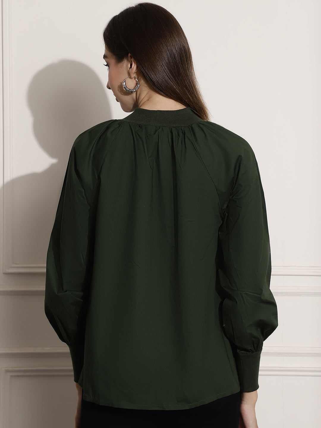 Women Green Gathered Top