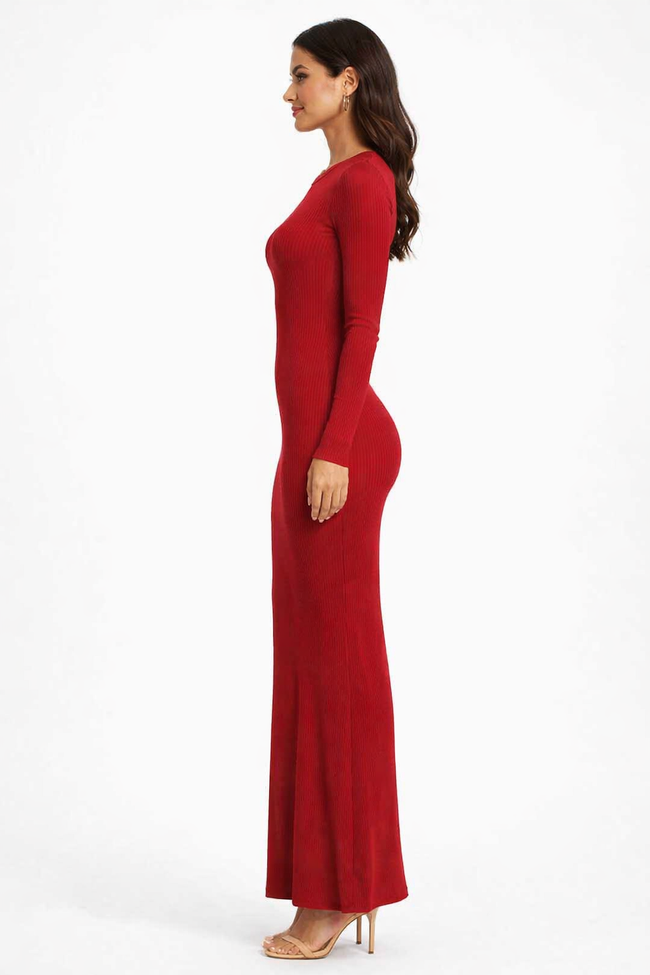 Women Maroon Bodycon Maxi Dress