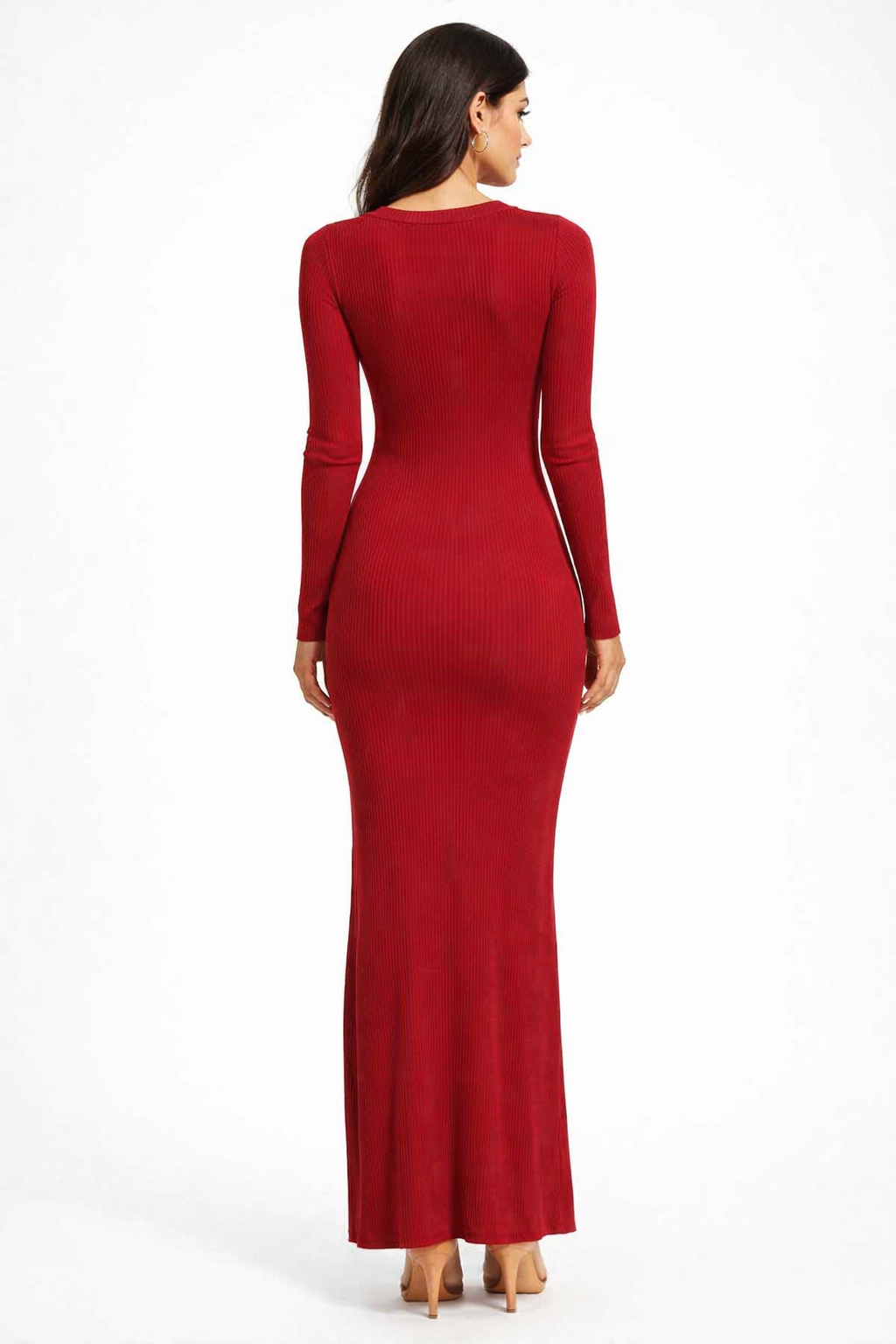 Women Maroon Bodycon Maxi Dress