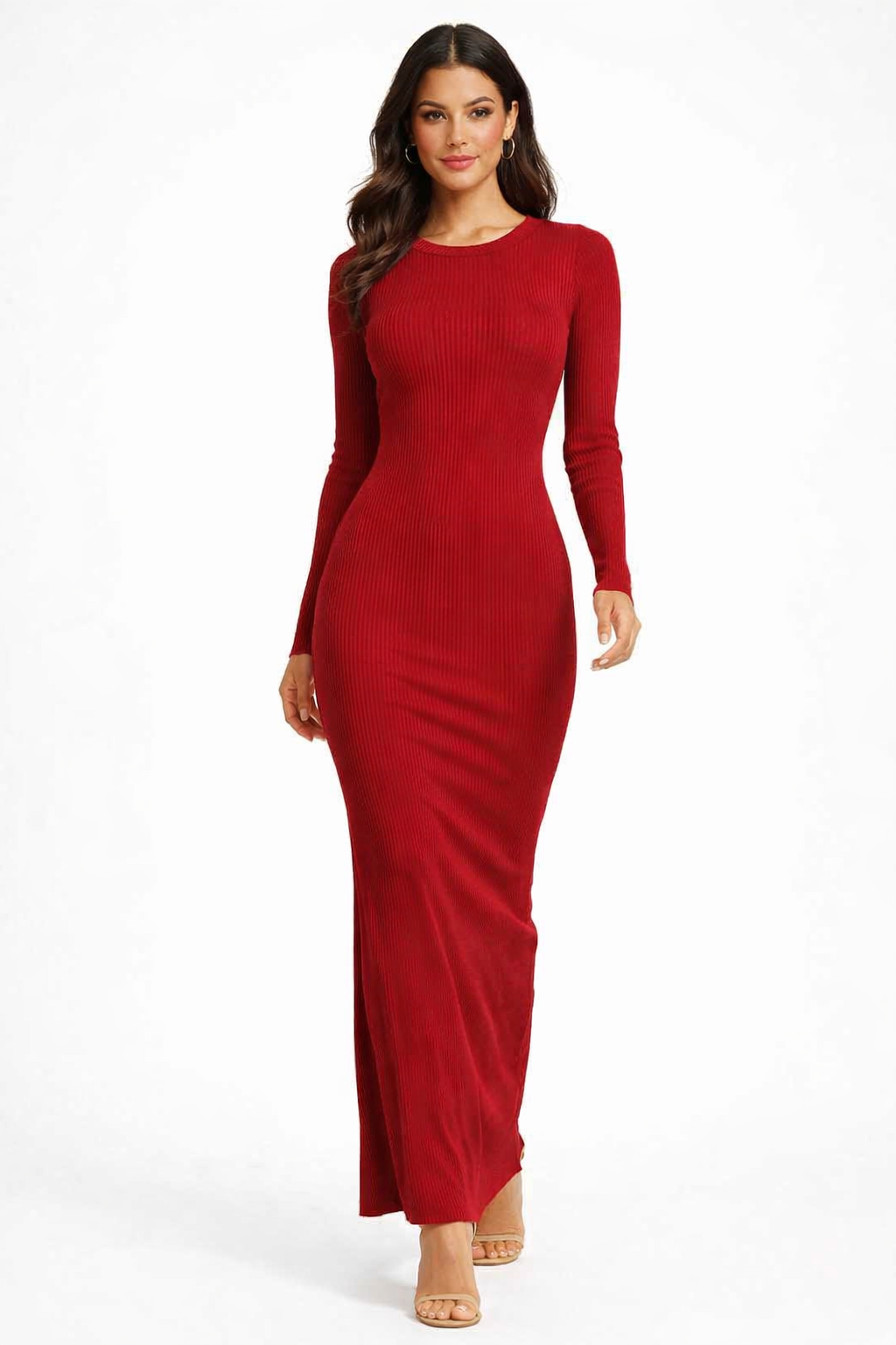 Women Maroon Bodycon Maxi Dress