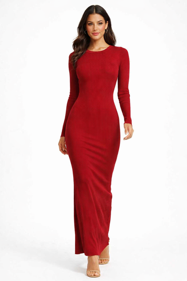 maroon bodycon maxi dress Women Maroon Bodycon Maxi Dress – FYVA