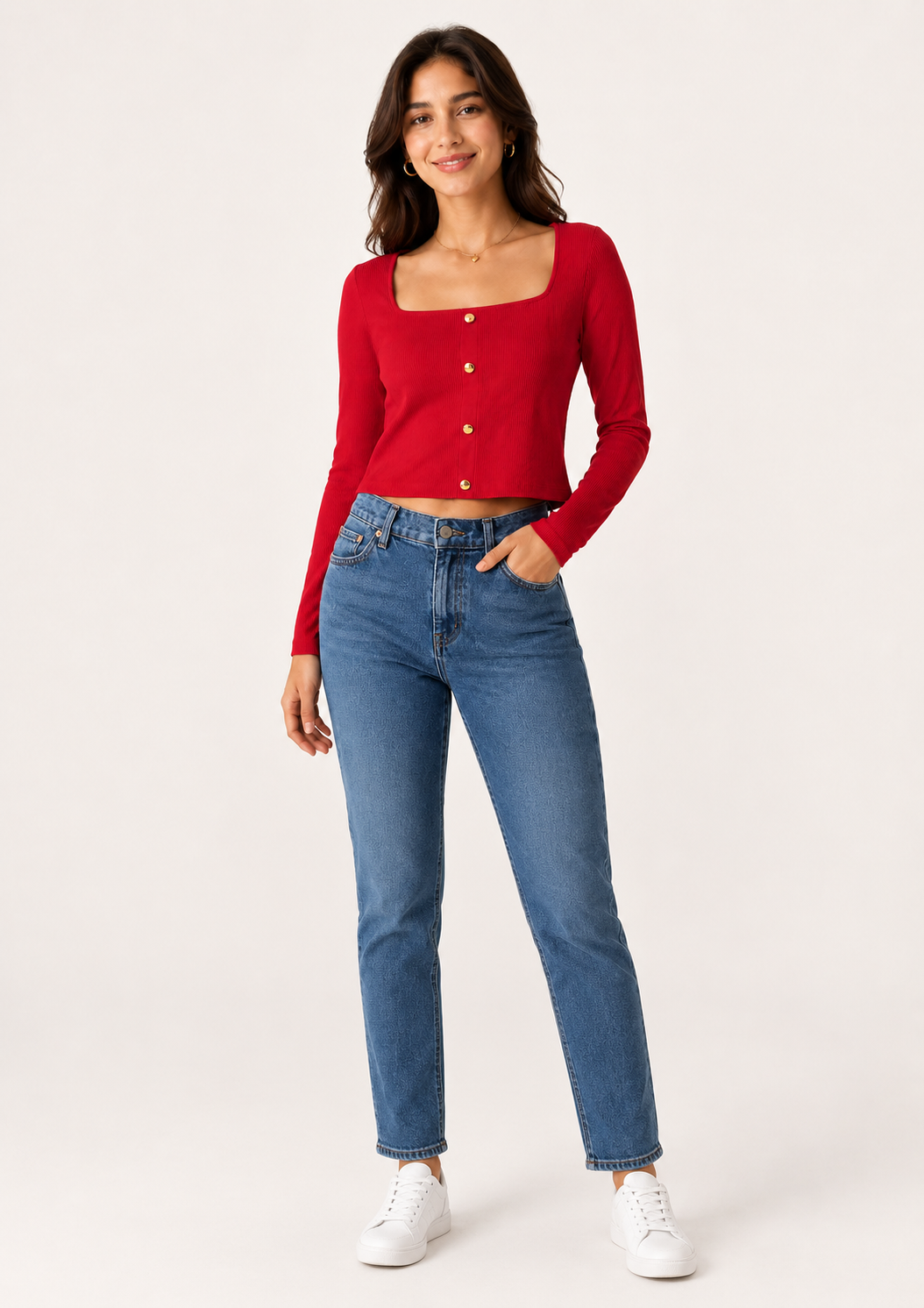 Women Red Crop Top