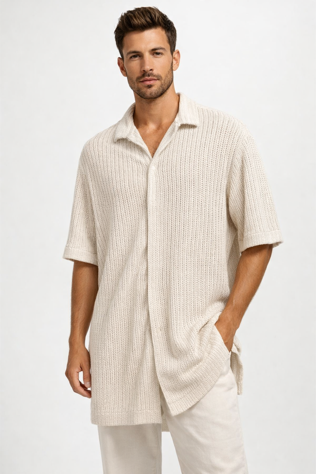 Men Cream Summer Shirt