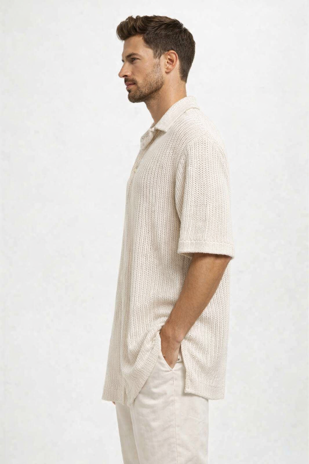Men Cream Summer Shirt