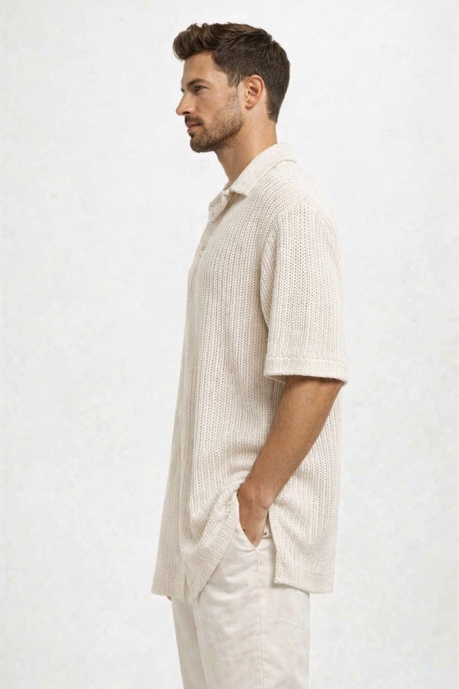 Men Cream Summer Shirt