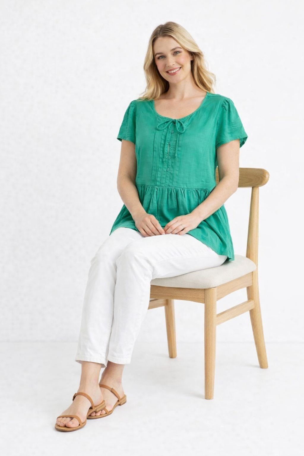 Women Green Peplum Style Top