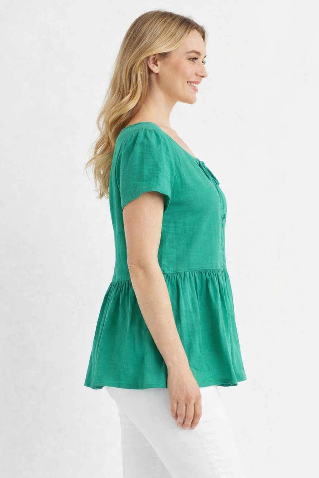 Women Green Peplum Style Top