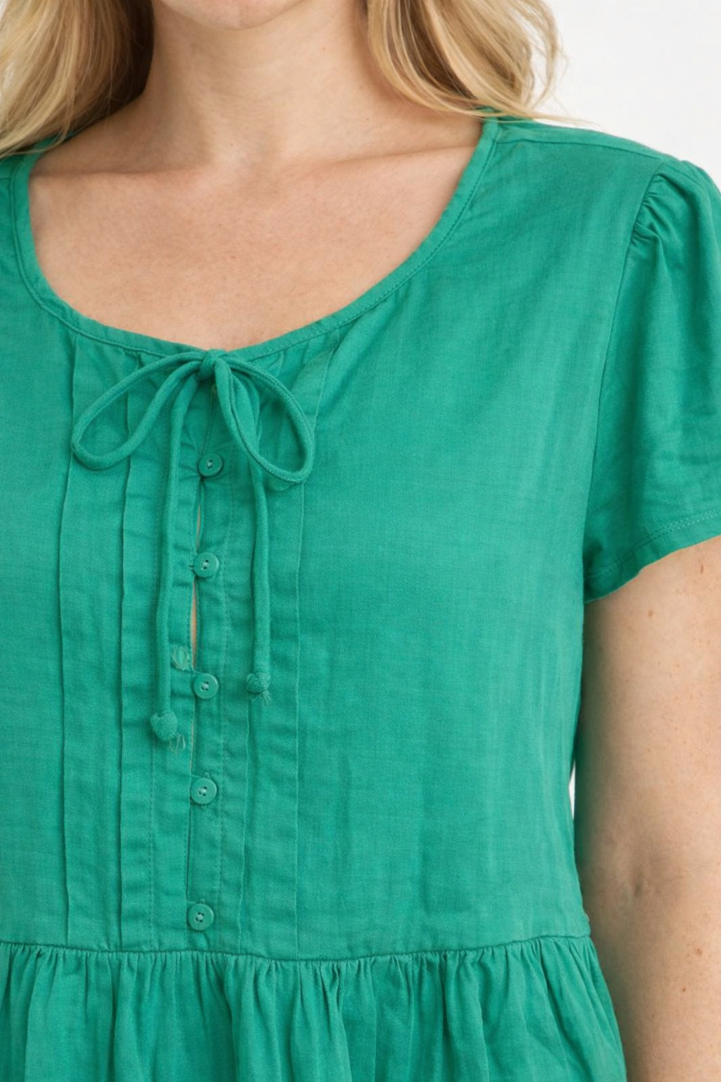 Women Green Peplum Style Top