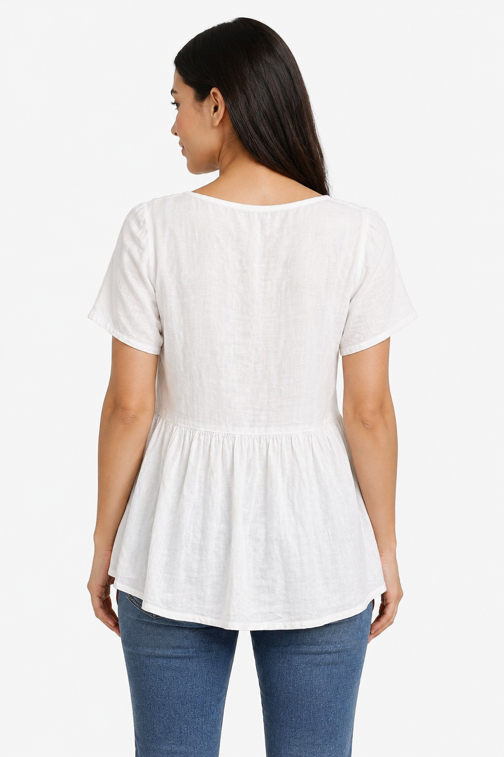 Women White Peplum Style Top