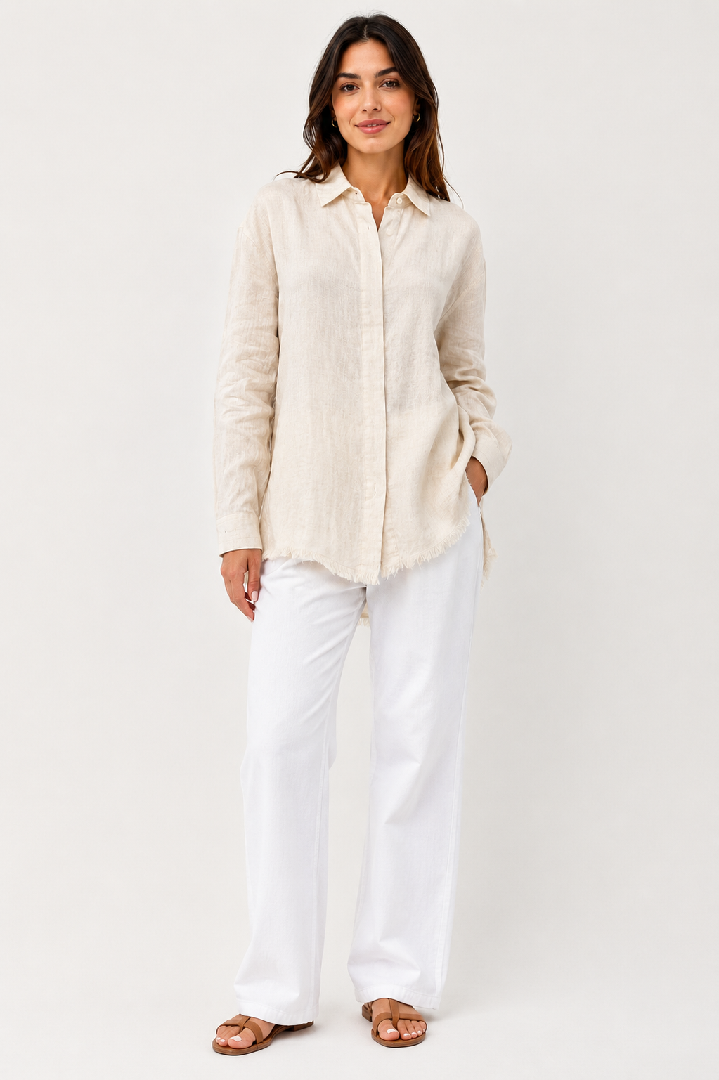 Women Cream Shirt Top