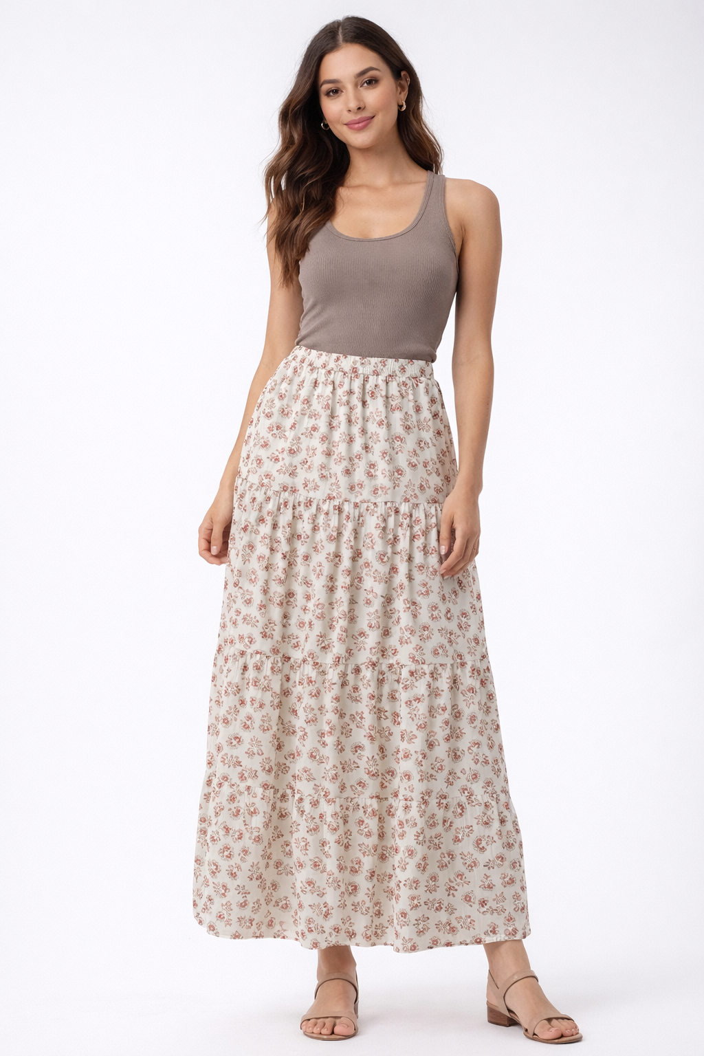 Women Cream  Maxi Skirt