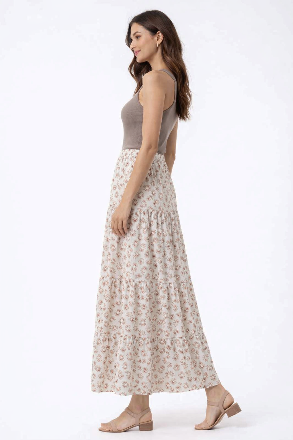 Women Cream  Maxi Skirt
