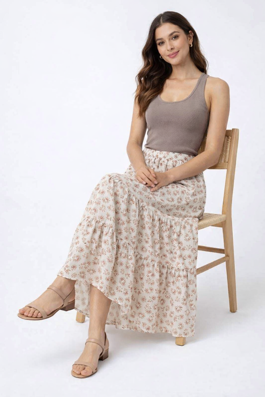 Women Cream  Maxi Skirt