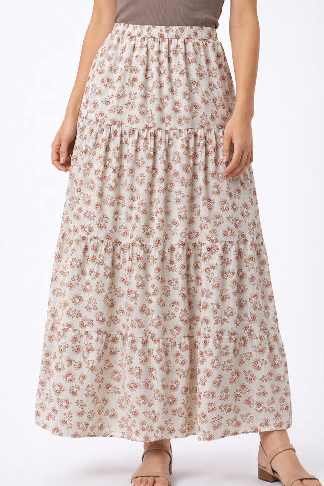 Women Cream  Maxi Skirt