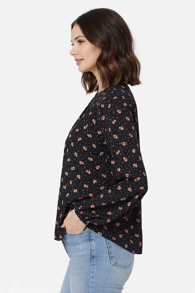 Women Black Printed Polyester Top