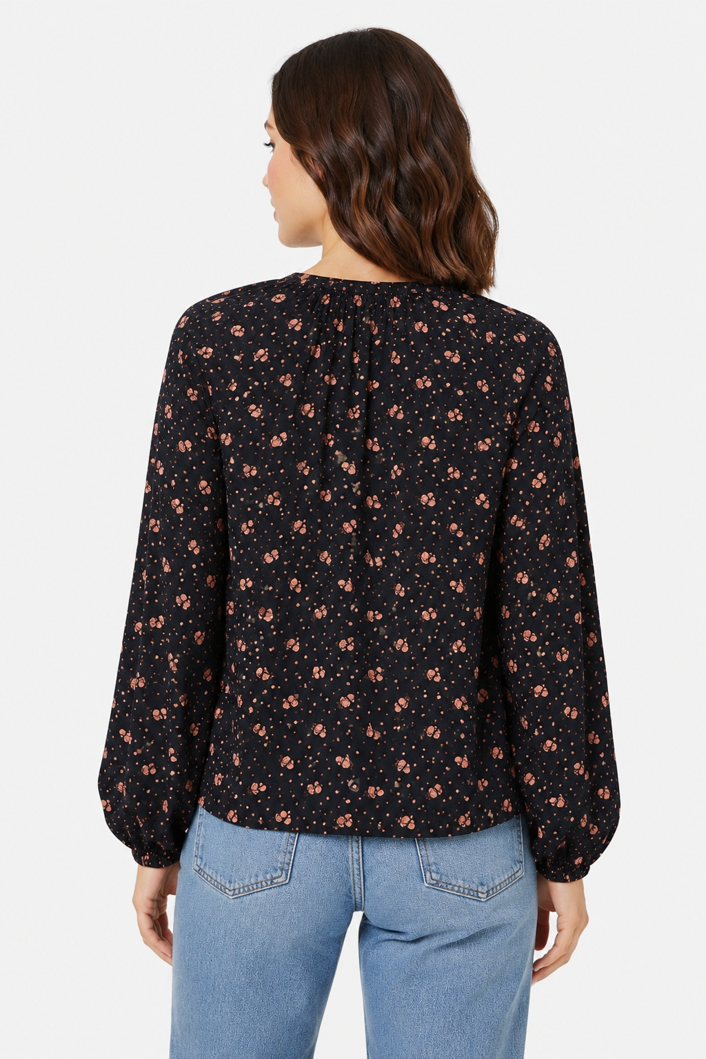 Women Black Printed Polyester Top