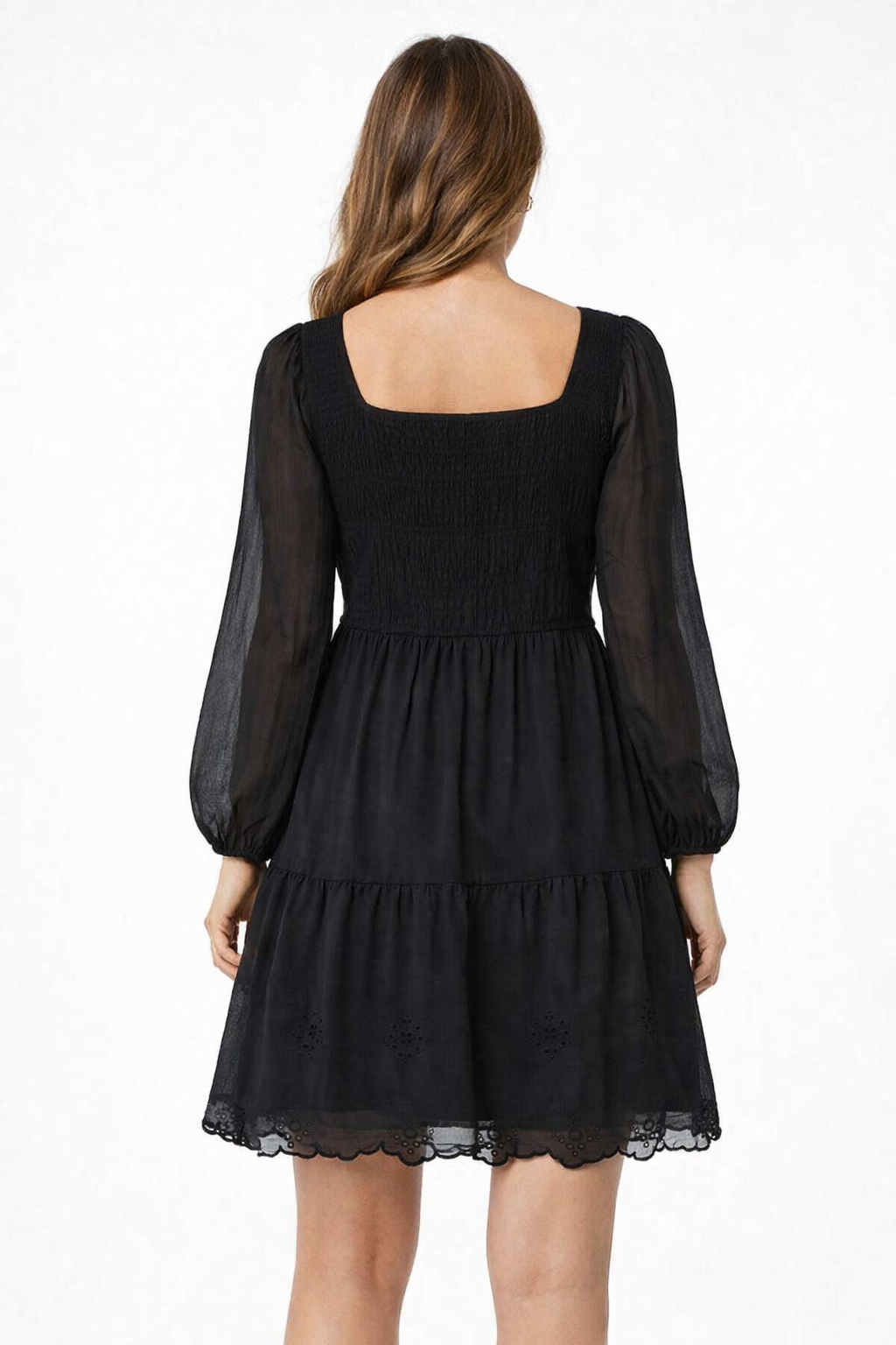 Women Black Tiered Mini Dress