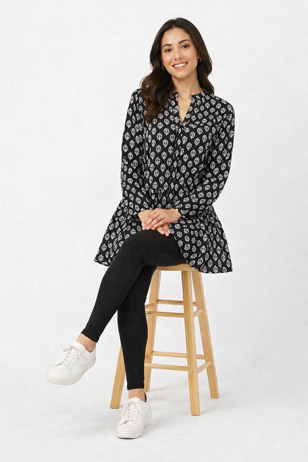 Women Black A-Line Tunic Dress