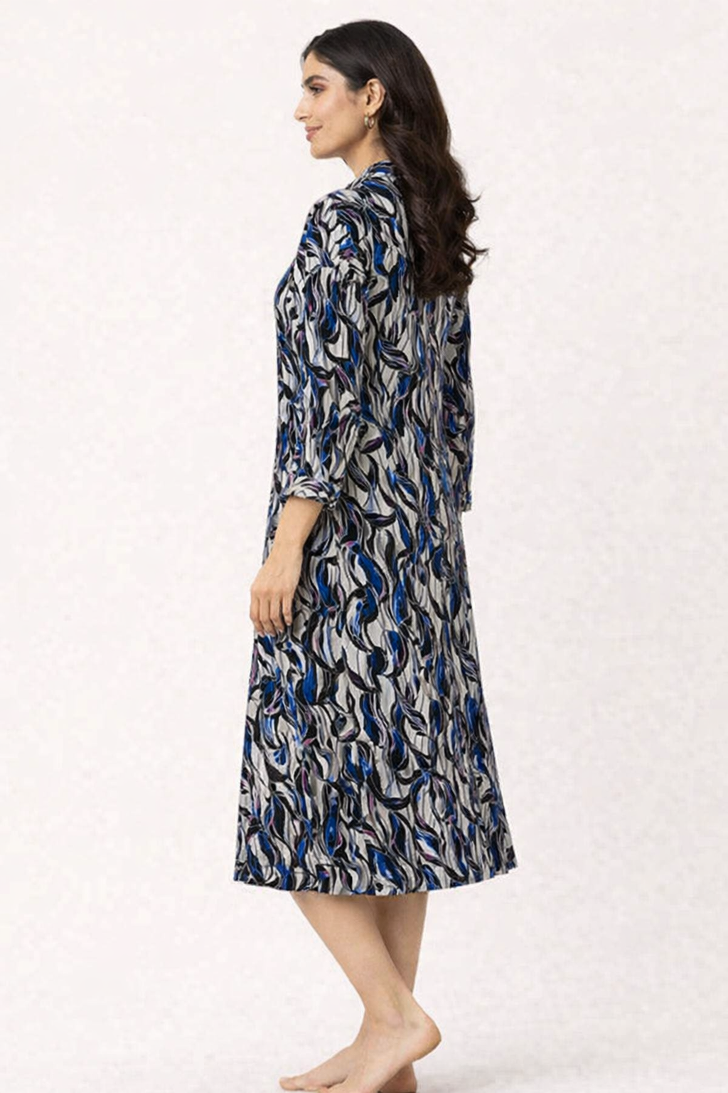 Women Multi Printed Midi Shirt Dress