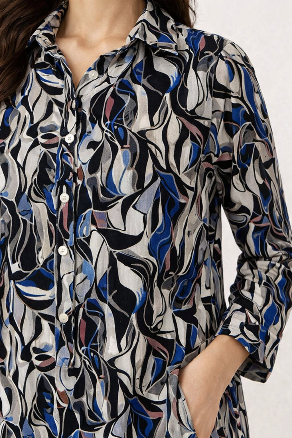 Women Multi Printed Midi Shirt Dress