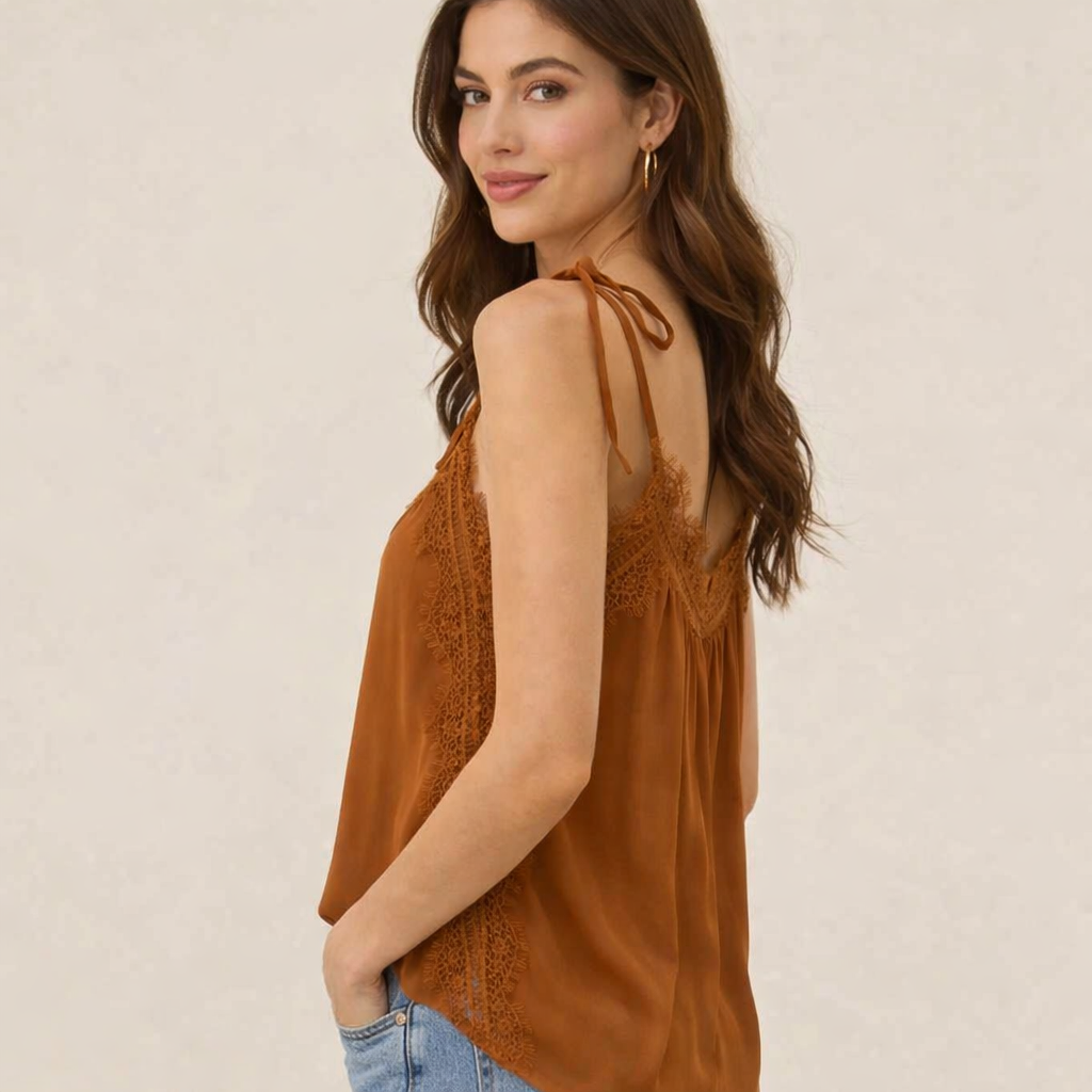 Women Brown Sleeveless Cami Top