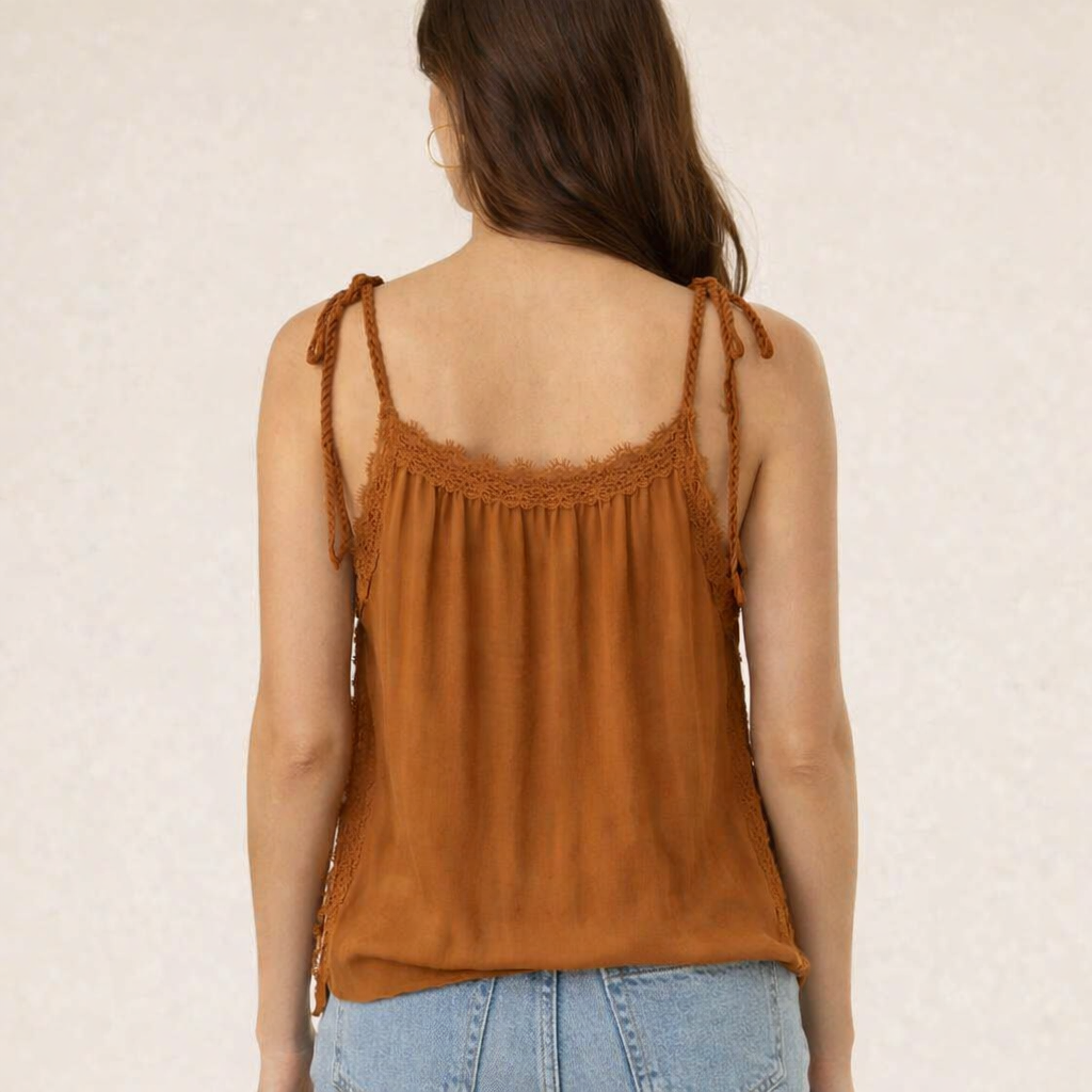 Women Brown Sleeveless Cami Top