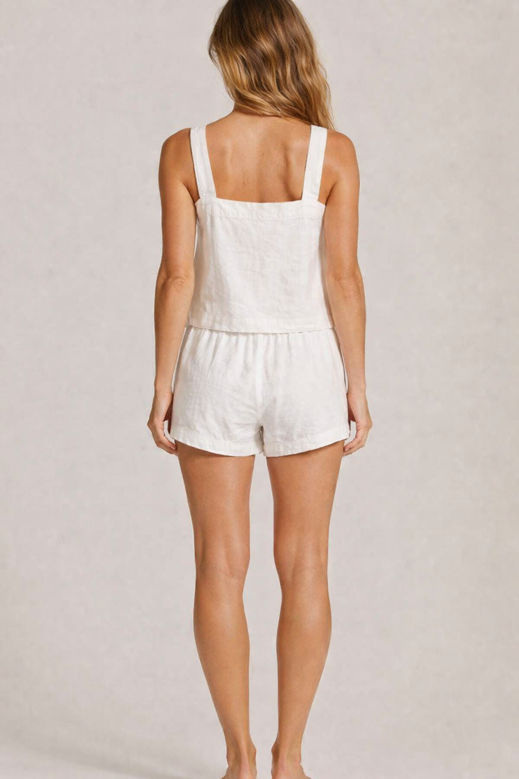 Women White Square Neck Top & Shorts