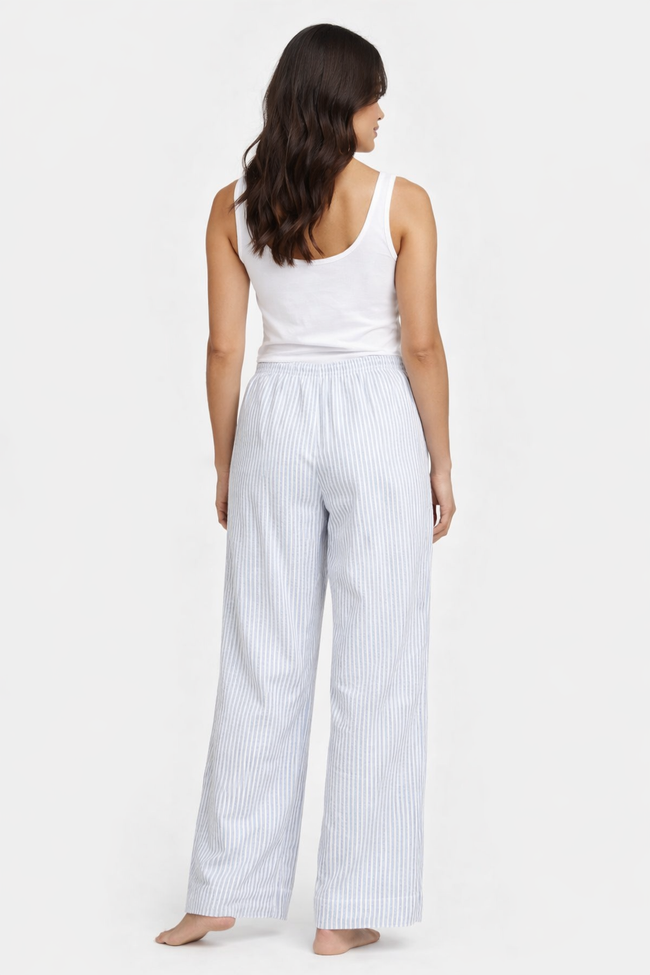 Women Blue Wide Leg Lounge Pants