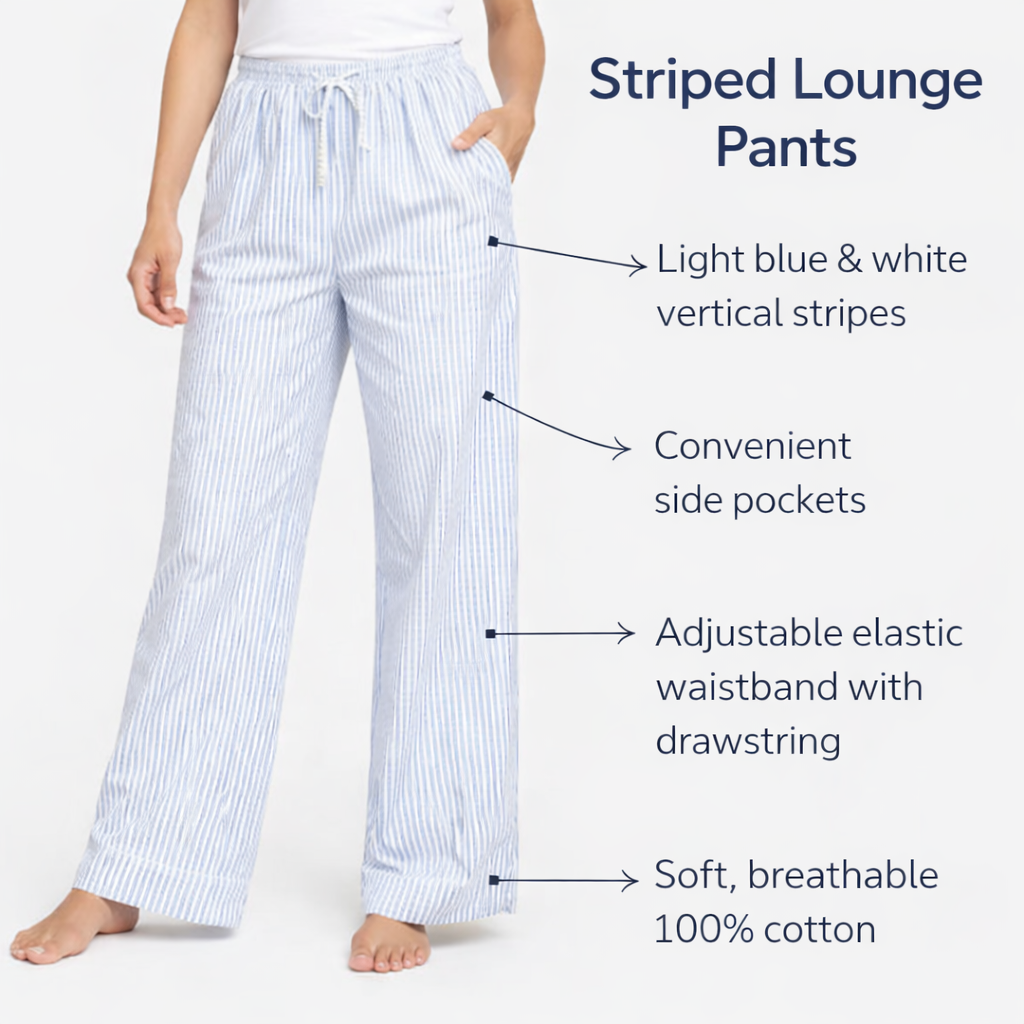 Women Blue Wide Leg Lounge Pants