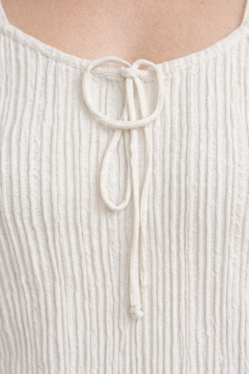 Women White Tie-Up Square Neck Top
