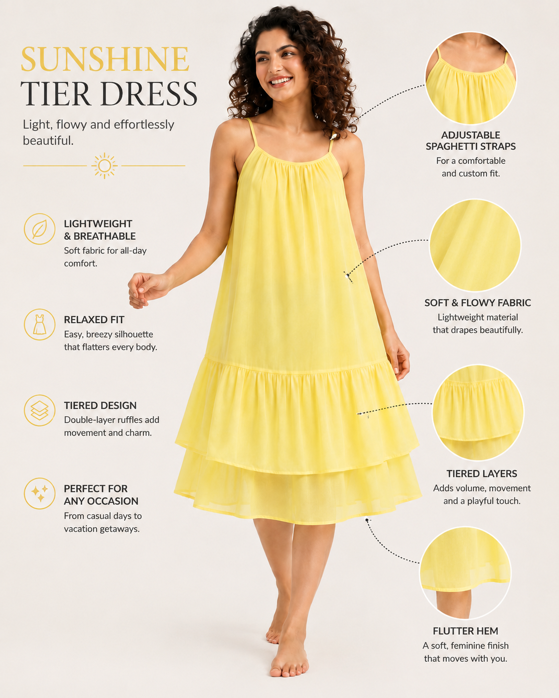 Women Yellow Midi Dress