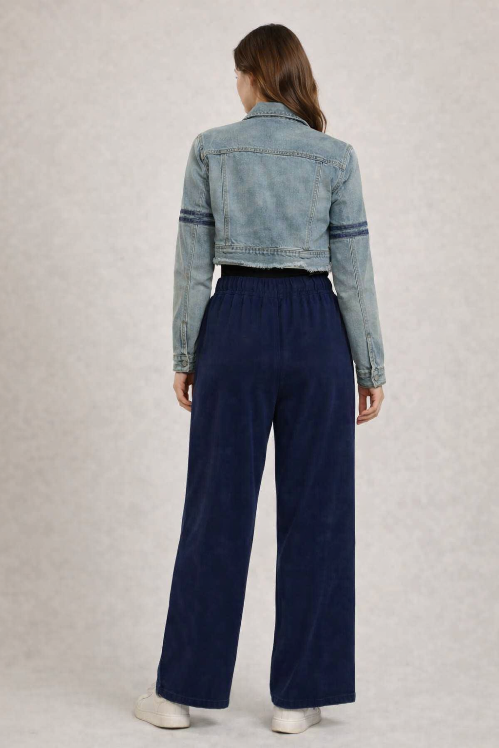 Women Navy  Wide Leg Cotton Pant