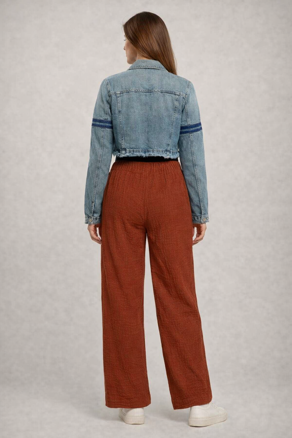 Women Rust Wide Leg Cotton Pant