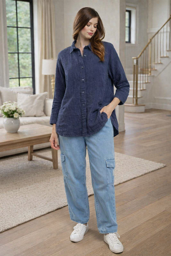 Women Navy Casual Shirt