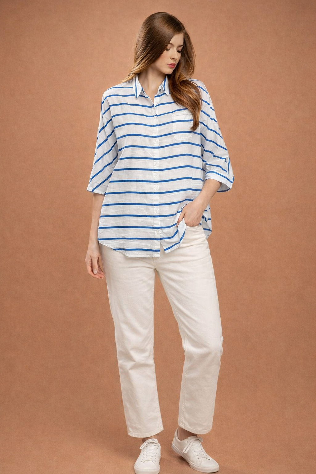 Women Blue Oversized Shirt