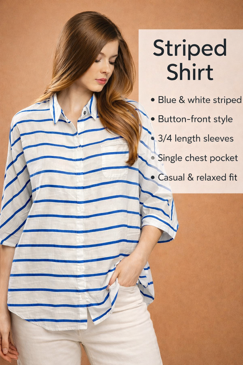 Women Blue Oversized Shirt