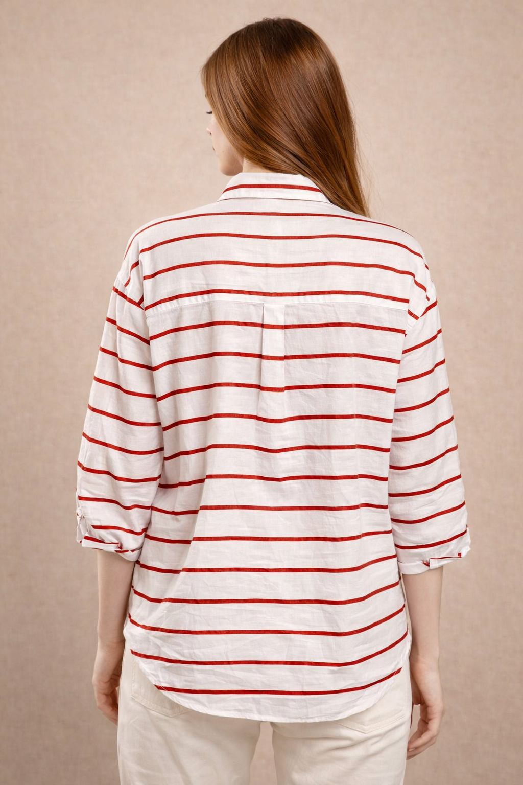 Women Red Oversized Shirt