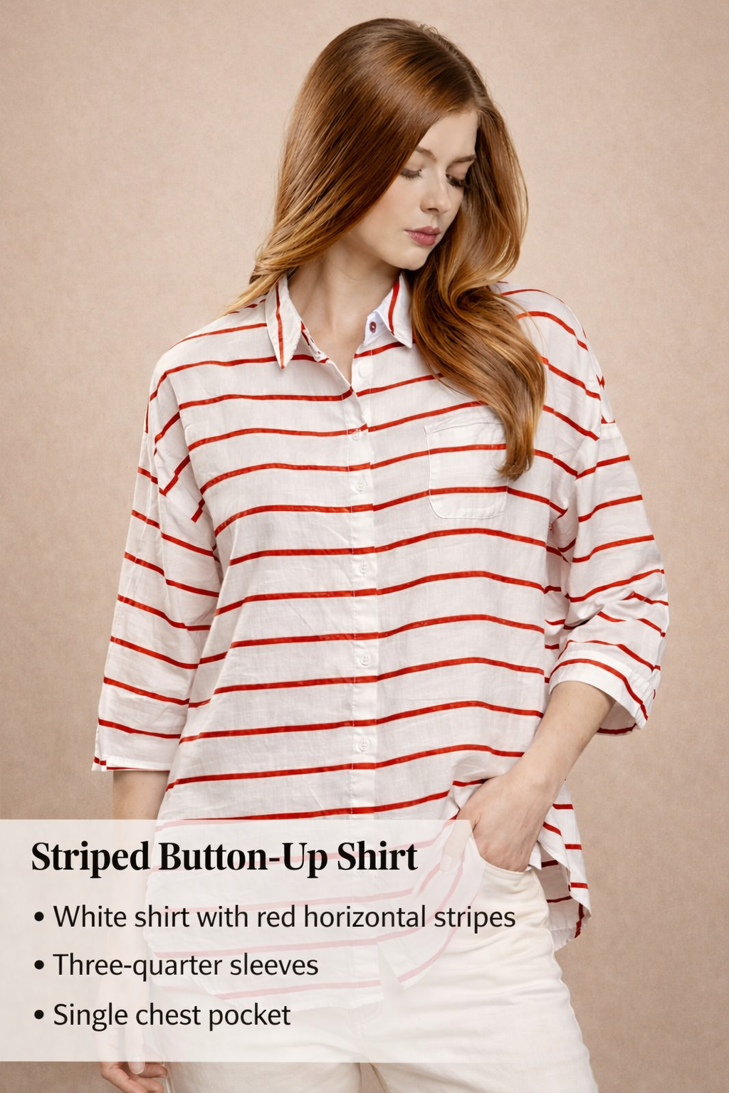 Women Red Oversized Shirt
