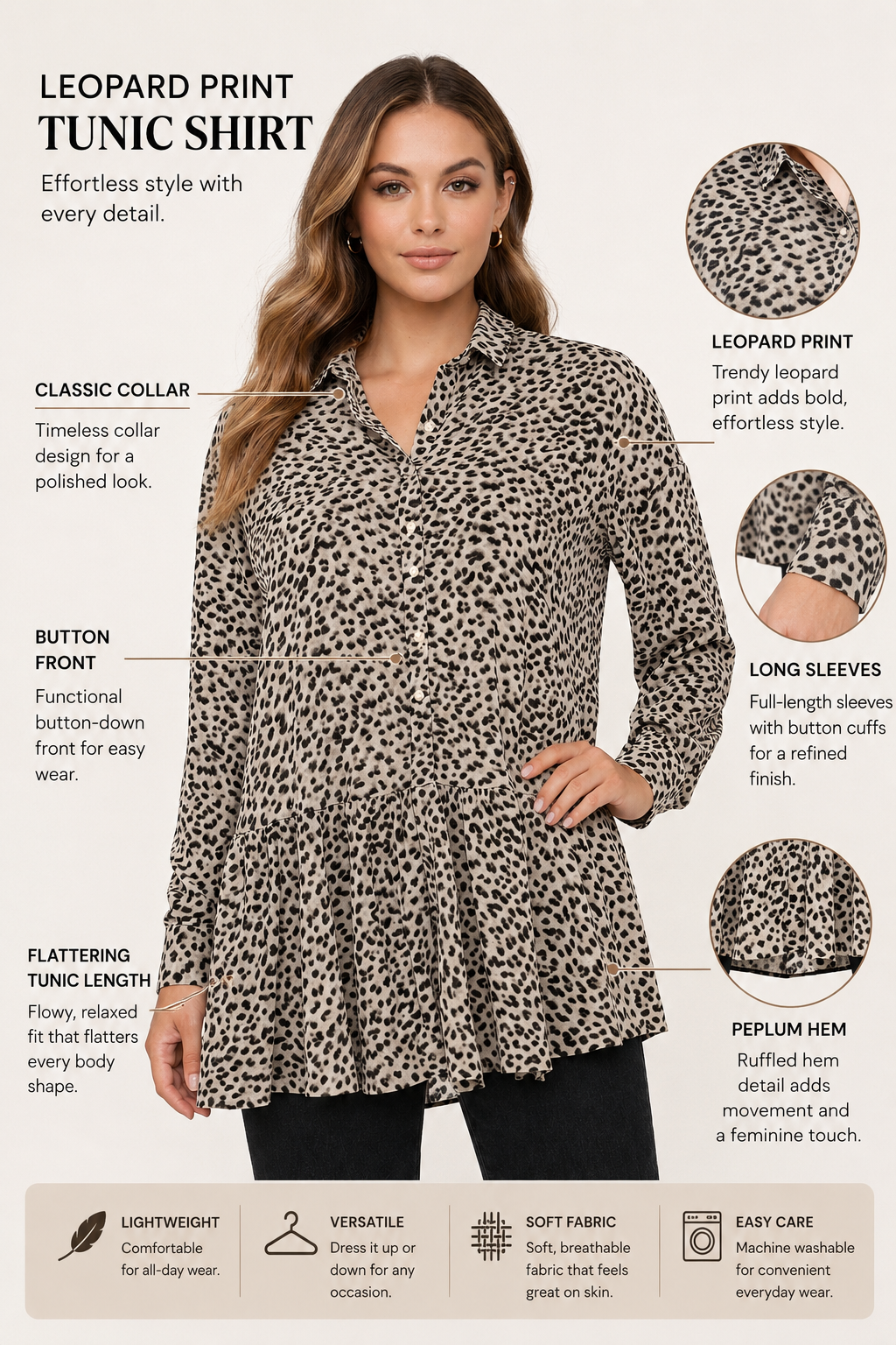 Women Beige Tunic Shirt