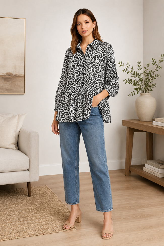 Women Black Tunic Shirt