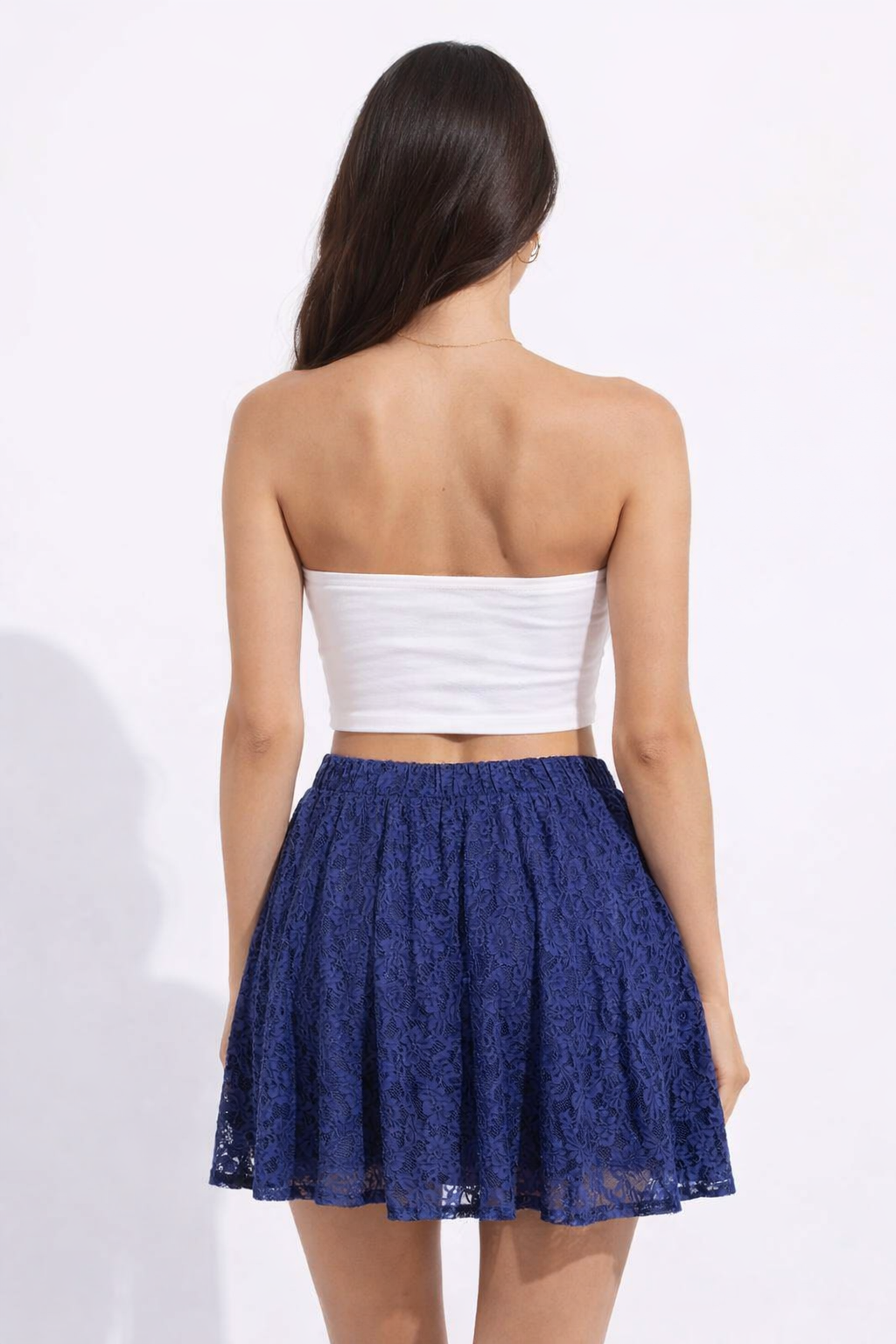 Women Navy Lace Mini Skirt